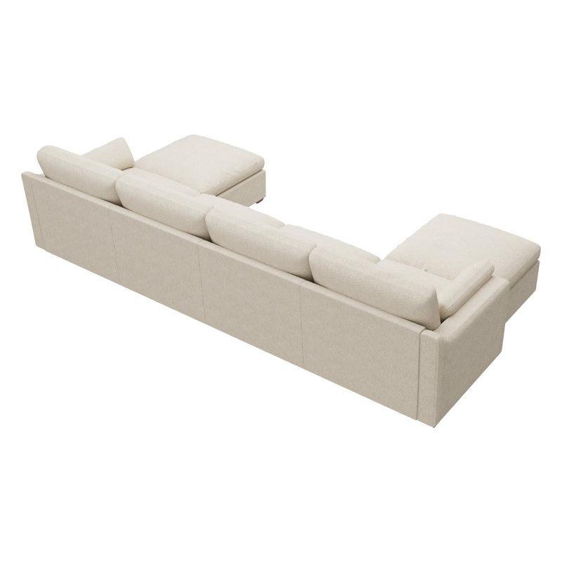 Abramson Upholstered U-Shaped Chenille Sectional Cloud Sofa, White Chenille