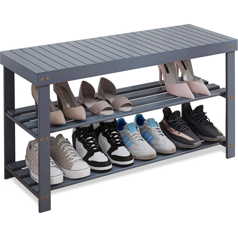 6 Pair Shoe Rack, Gray