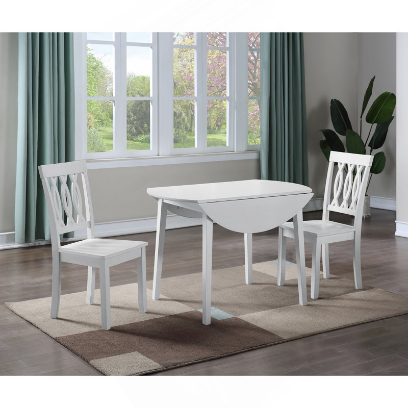 Ensemble de salle à manger à abattants 3 pièces Naples - Blanc, 3 pièces: table, 2 chaises