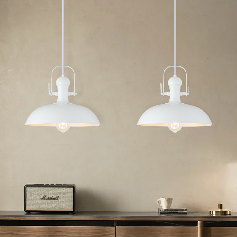 Luminaire suspendu en forme de dôme à 2 lumières pour îlot de cuisine 13,8 po, Blanc