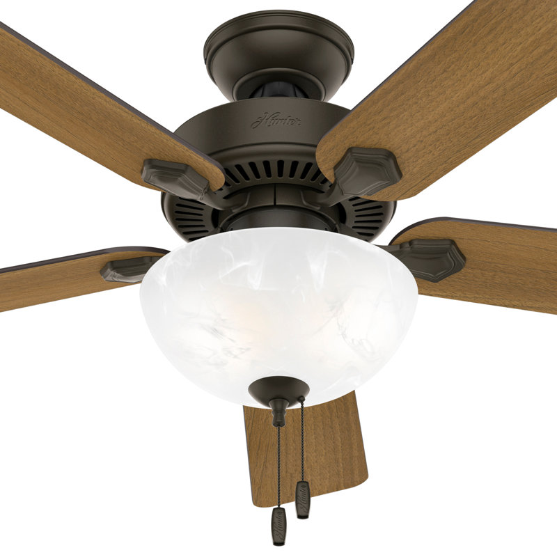 Swanson 52" 5 - Blade Standard Ceiling Fan with Lights and Pull Chain, Bronze
