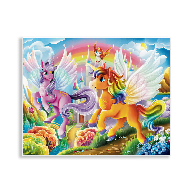  Fluttering Unicorns & Rainbow Wall Plaque Art by Image World