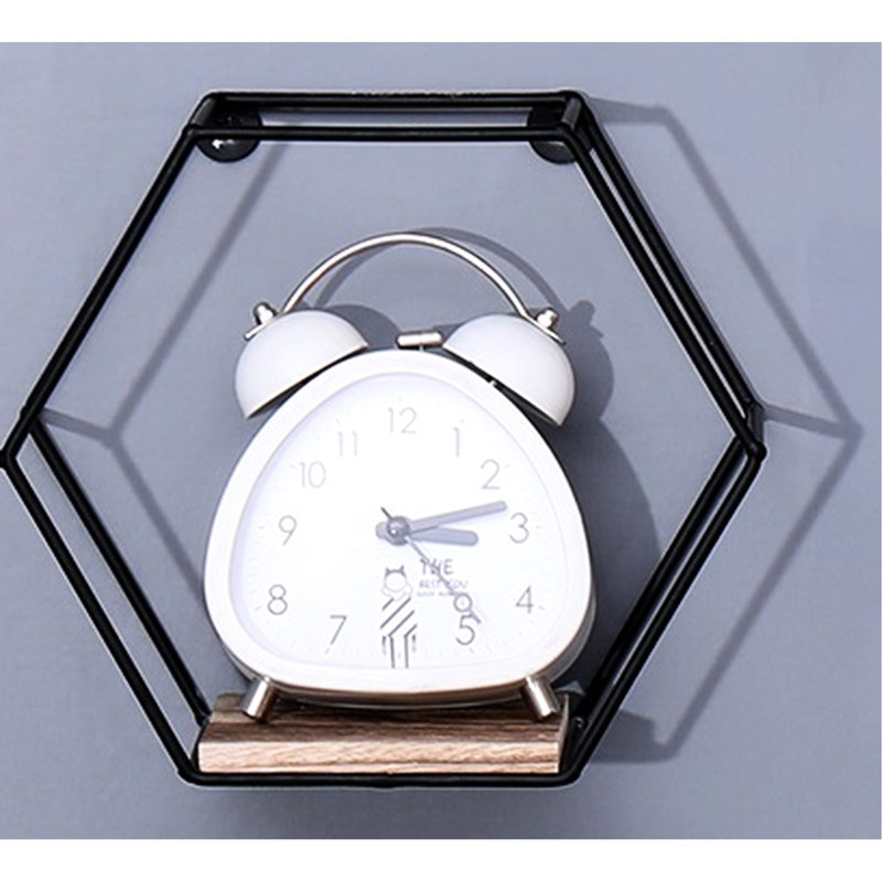 Tablettes murales flottantes hexagonales murales, solution de rangement moderne pour la chambre à coucher et le salon, cloison simple en bois de style rustique noir avec 3 tablettes, forme, décoration idéale, matériaux de haute qualité