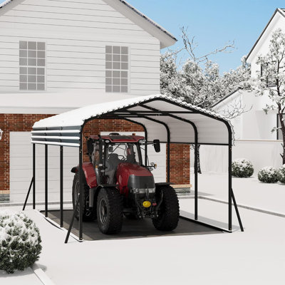 Metal Carport, Outdoor Carport Canopy with Reinforced Base, Heavy Duty Garage Car Shelter Shade for SUV, Truck, Boats