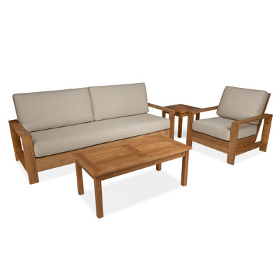 Teak 4 - Person Patio Conversation Sets with Cushions