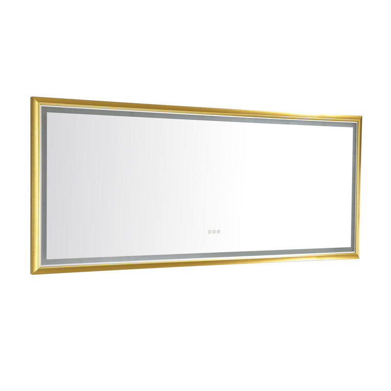 Fog Bathroom Wall Mounted Led Mirror - 96in. X 48in., Gold, Aluminium, High Lumen, Dimmable With Lumen W 48in. H,, Gold
