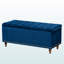 Banc de rangement avec repose-pieds capitonné en tissu bleu marine Mosa, H 18,48 po x l 41,49 po x P 16,59 po