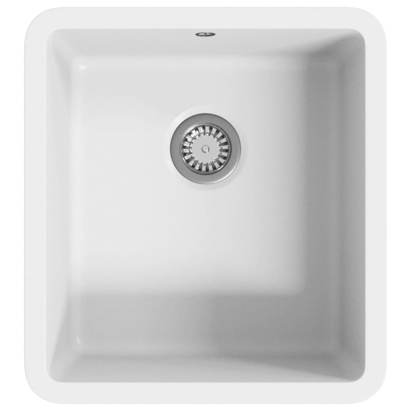 vidaXL Granite Kitchen Sink Single Basin White, White