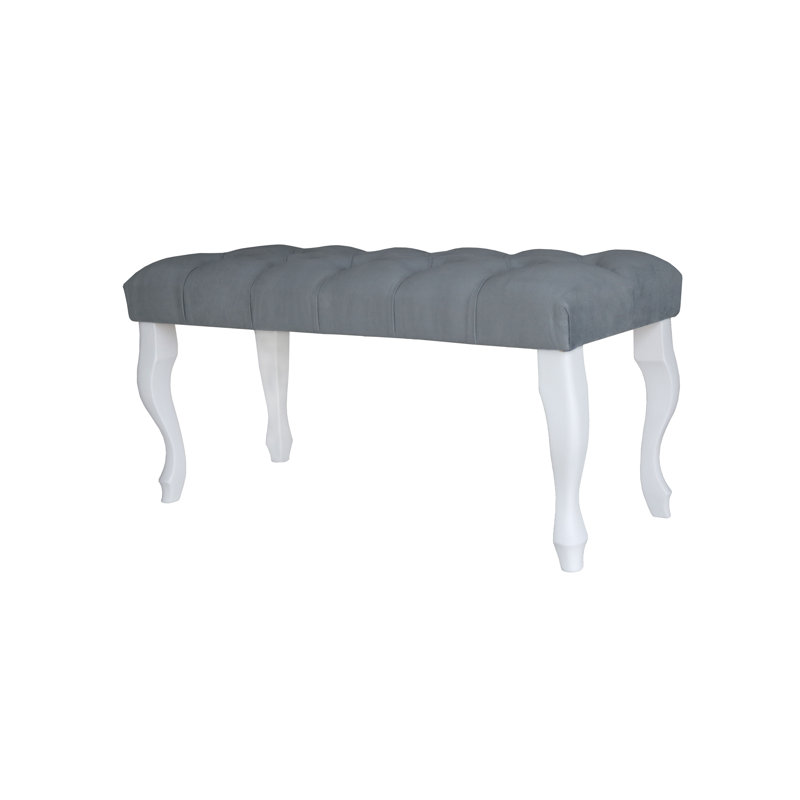 Upholstered Bench, Grey/Brown/Blue, 45cm H x 120cm W x 40cm D
