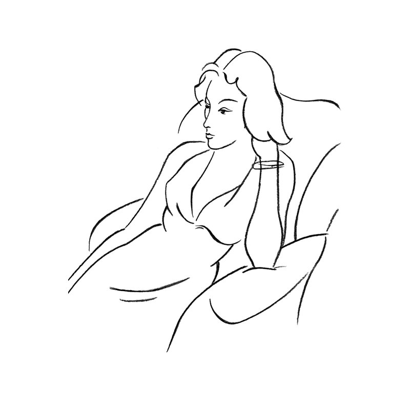Elegant Portrait I by Ethan Harper - Drawing, Wrapped Canvas, 122cm H x 81cm W