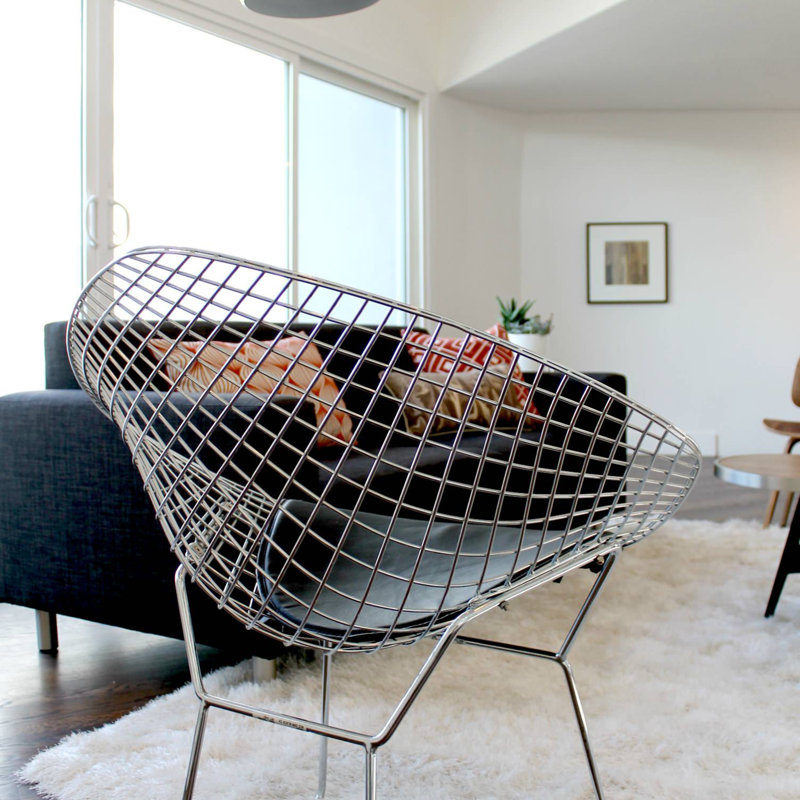Chaise Diamond, Argent argent, Noir