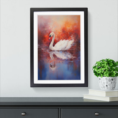 Swan Gestural - Single Picture Frame Print on Wood