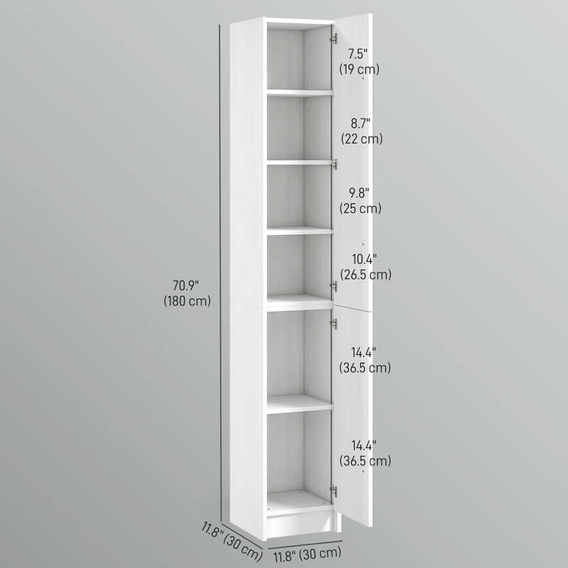 Tall Bathroom Storage Cabinet with 3 Adjustable Shelves, White, White