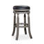 Tabouret de bar gris vieilli de 30 po avec cuir noir, siège pivotant à 360 degrés, siège de 17 po, repose-pieds de 12 po, tabouret en bois franc, siège en cuir, diamètre de 360, hauteur du repose-pieds, solide-1139238638