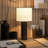 York 16" Tall Mini Lamp with Fabric Shade in Brass/White-1219377499