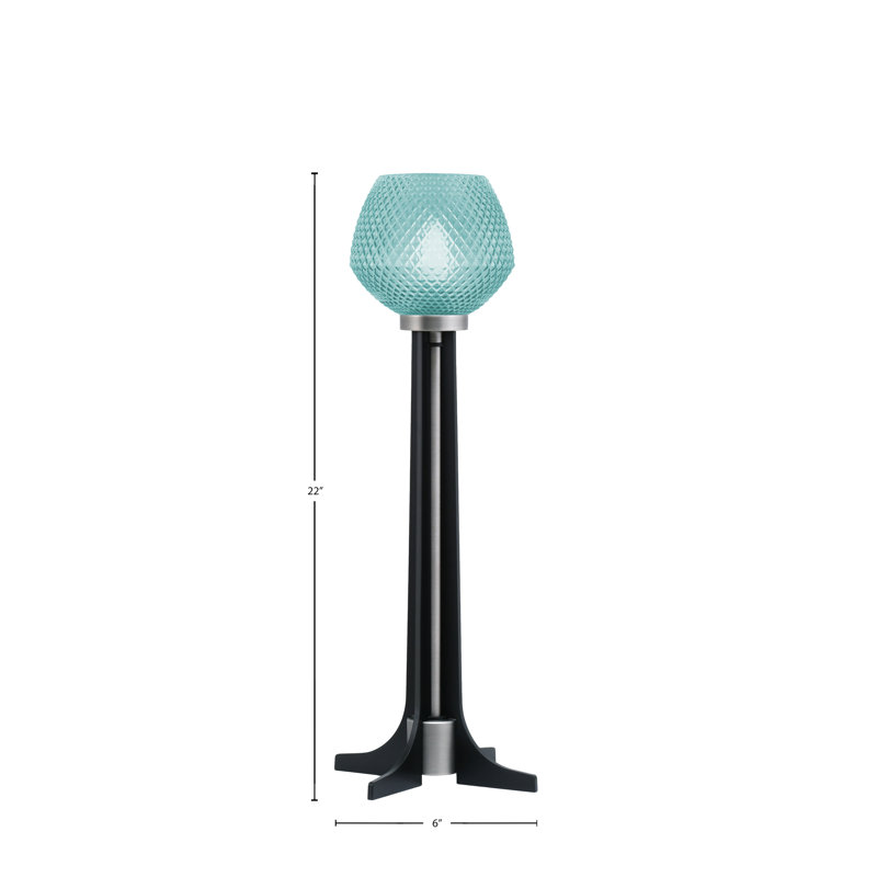 Lampe d'appoint avec verre de 6 po, Graphite / noir mat, Turquoise