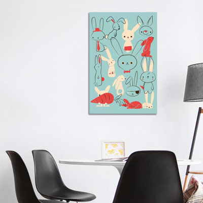 Bunnies Blue by Jay Fleck - Wrapped Canvas Painting