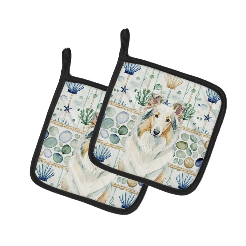 Paire de poignées en verre White Collie