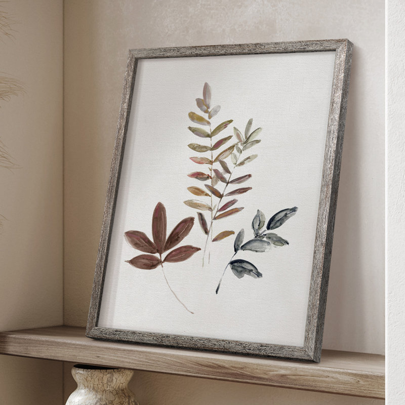 Feuilles d'automne II, reproduction encadrée - bois massif 47450, H 21 po x l 17 po