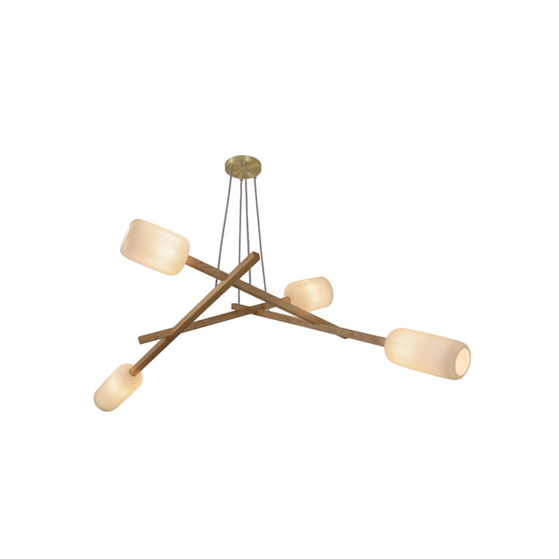 Locus 4 - Light LED Chandelier, Brushed Brass
