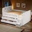 Lit double en bois avec lumière DEL, tiroirs de rangement, blanc-708483541
