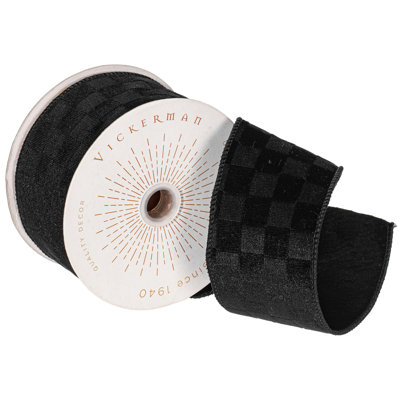 Vickerman 2.5"x10yd Velvet Checkered Satin Back Ribbon.