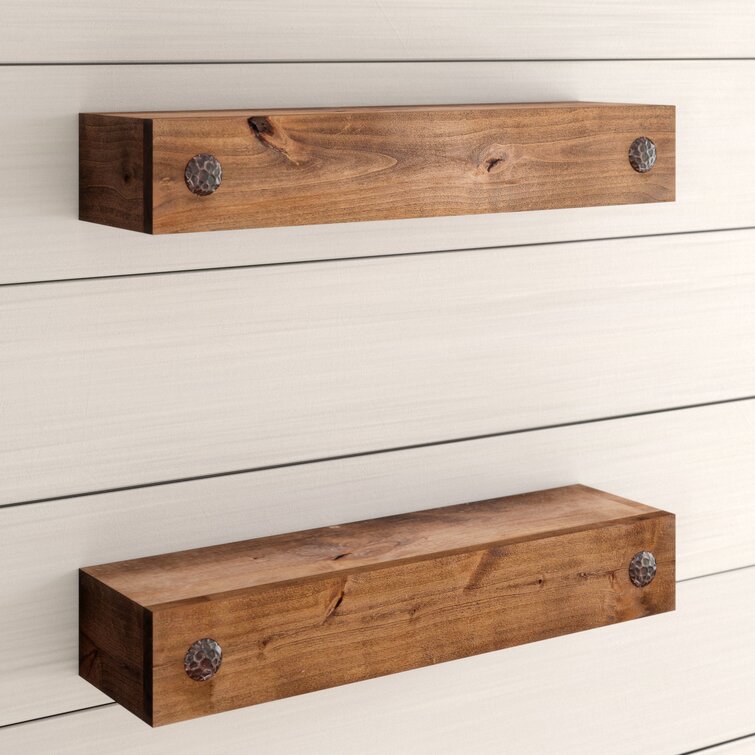 Aybar 2 Piece Alder Solid Wood Floating Shelf (Set of 2) Three Posts
