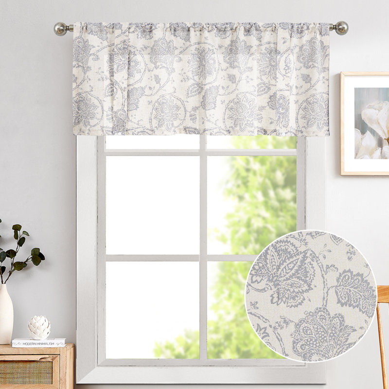 Chappory Floral Window Valance, Taupe, 50" W x 20" L