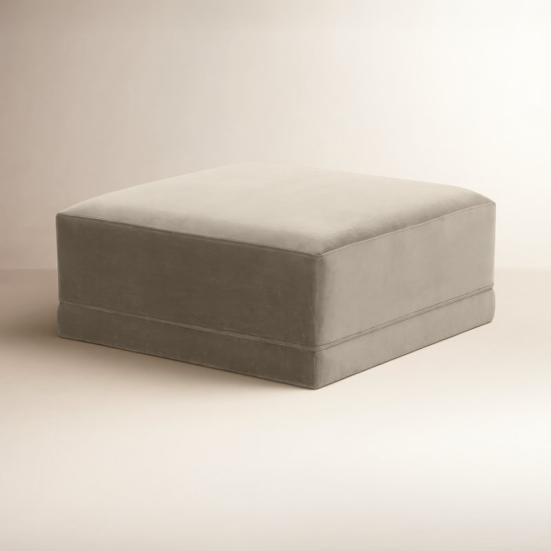 Deirdre Velvet Ottoman, Taupe Velvet