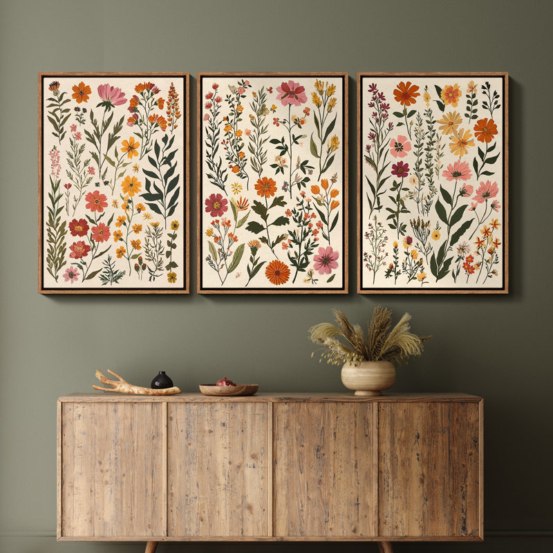 Art mural encadré, rétro, antique, classique pour chambre à coucher - 24 po x 36 po x 3 panneaux, Naturel, H 36 po x l 24 po