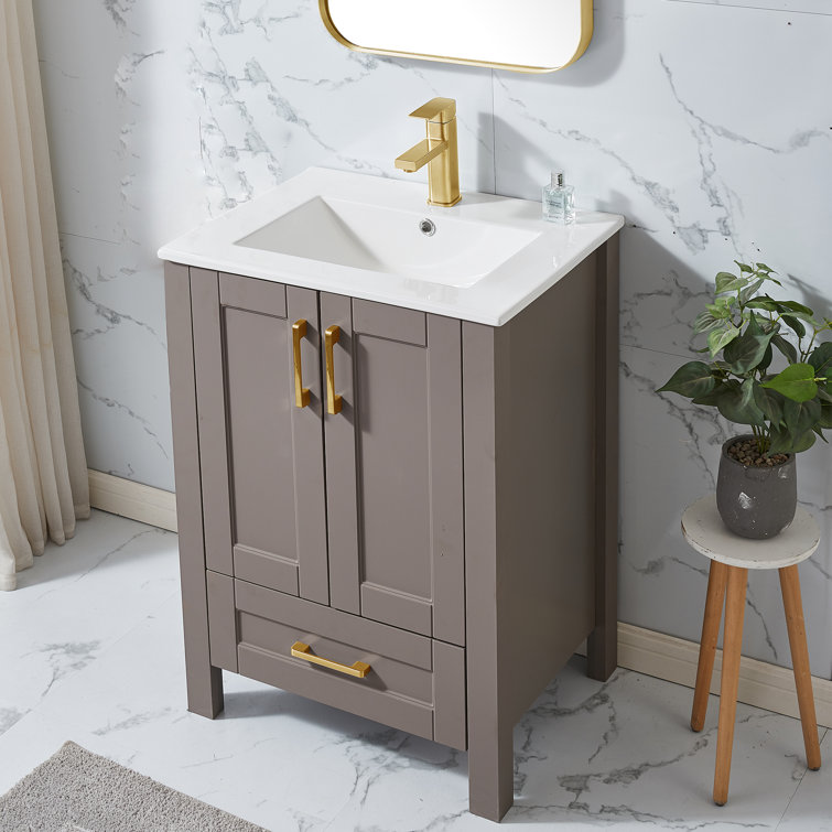 (( only sink )) Saziya 24'' Free Standing Single Bathroom Vanity with Porcelain Top