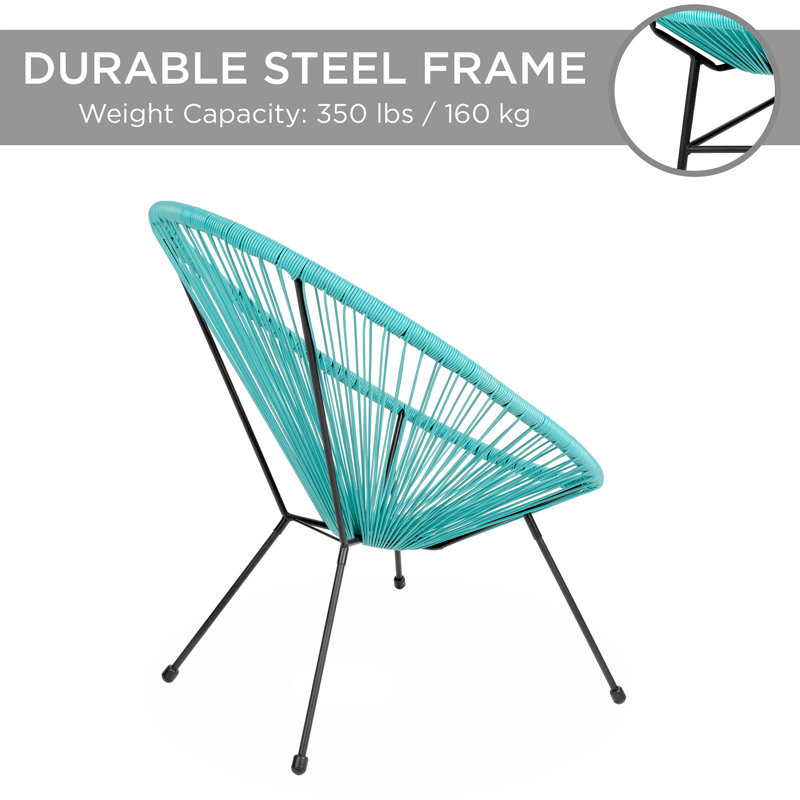Light Blue 3-Piece Acapulco Patio Bistro Set with Rope and Glass Table