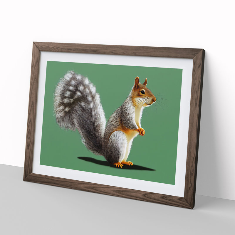 Beauteous Squirrel - Single Picture Frame Print, 46cm H x 64cm W x 2cm D, Brown Framed