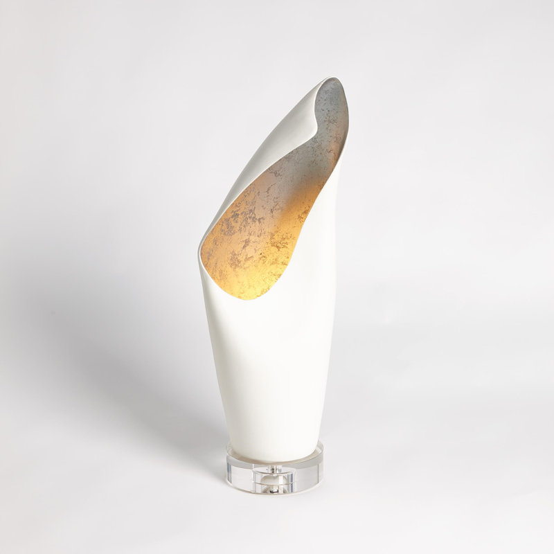 Capot de lampe blanc avec feuille, Argent