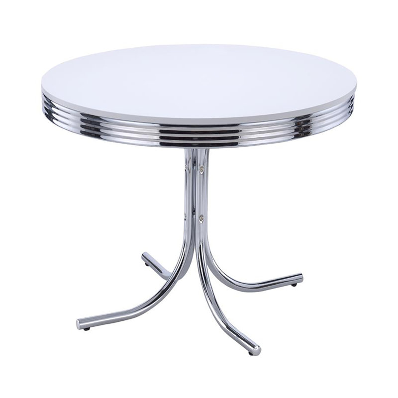 White And Chrome Round Dining Table