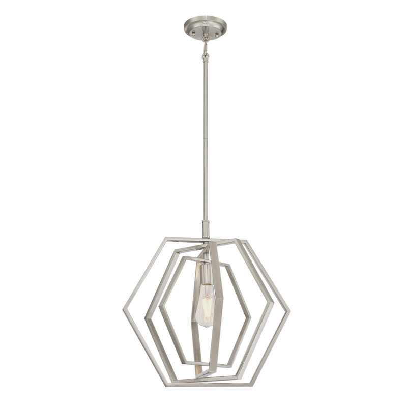 Luminaire suspendu géométrique simple à 1 lumière, Nickel brossé