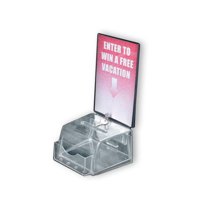Clear Small Molded Lottery Box with Pocket, Lock and Key