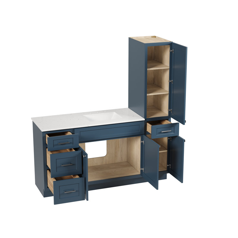 Ensemble de meuble-lavabo simple 66 po Disar, Blue