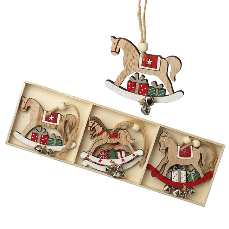 6cm Wood Animals Hanging Figurine Ornament