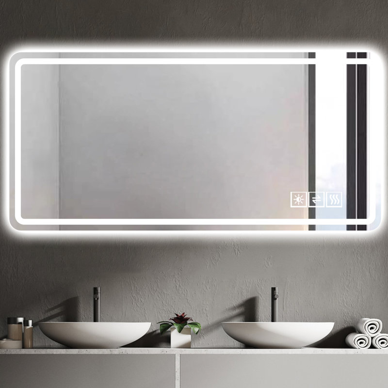 Miroir de salle de bain à DEL 28 * 60 - Brouillard, finition, fonction d'économie d'énergie