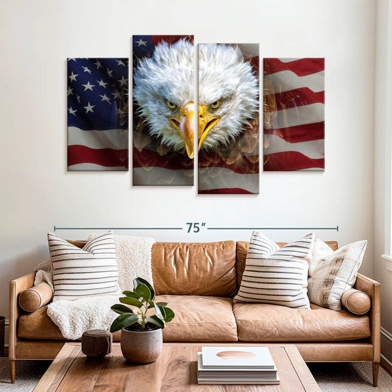 Bald Eagle On US Flag, 42" H x 68" W