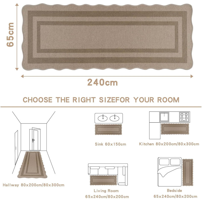 Hallway Runner Rug 2x10 Washable Kitchen Rugs Entryway Rug Runner Jute Floor Mat Non Slip Carpet for Bedroom Laundry Room