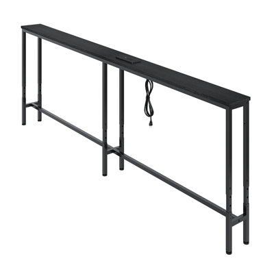 78.7" Narrow Console Table with Charging Station, Adjustable Height Sofa Table with Power Outlets, Skinny Behind Couch Table for Living Room & Hallway