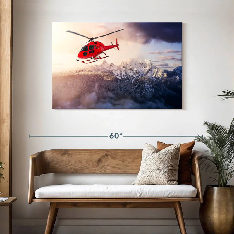 Mehar Flying Red Helicopter, 30" H x 45" W