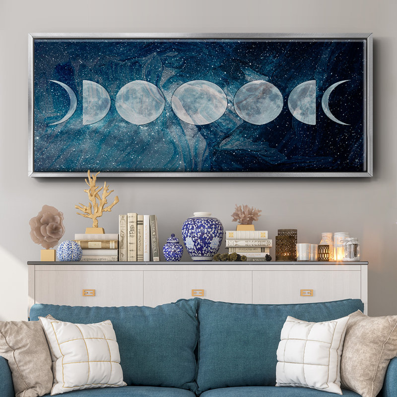 Moon Phases- Framed Canvas, 20" H x 50" W