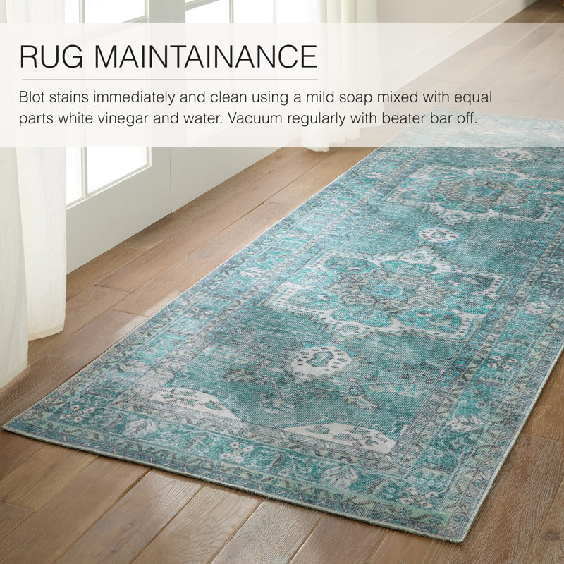Blue Medallion Synthetic Rectangular 4' x 6' Area Rug