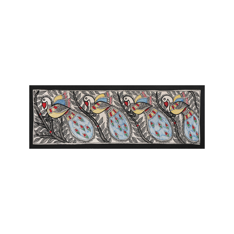Motif Madhubani de paon | Papier fait à la main | Par Ajay Kumar Jha