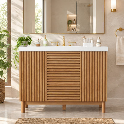 Meuble-lavabo simple 47,2 po avec lavabo en résine et armoire de rangement