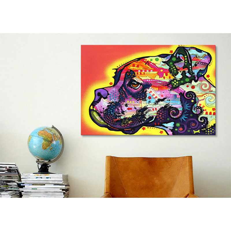 Boxergraphic profile, art sur toile, H 18 po x l 26 po x P 1,5 po, Cadre noir