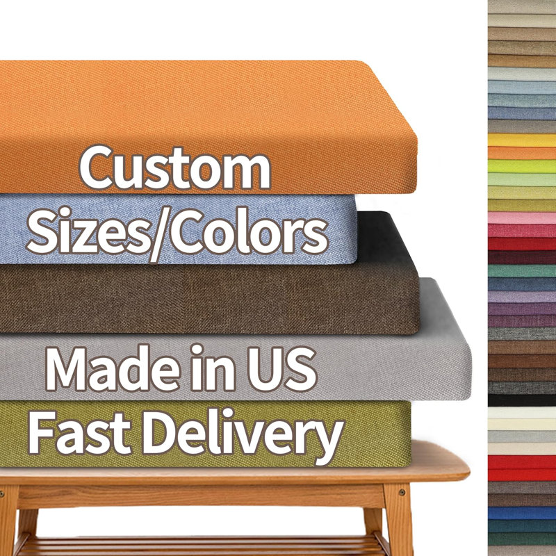 3'' H Customizable Bench Cushion For Indoor/Outdoor Furniture/Chair/Window Seat, Premium 75D High-Resilience Foam, 22" x 22"